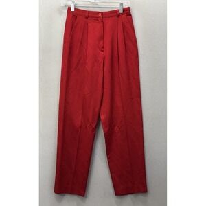 Vintage Paul Stanley Women's Sz 6 Red 100% Pure Wool Pleated Front Dress‎ Pants